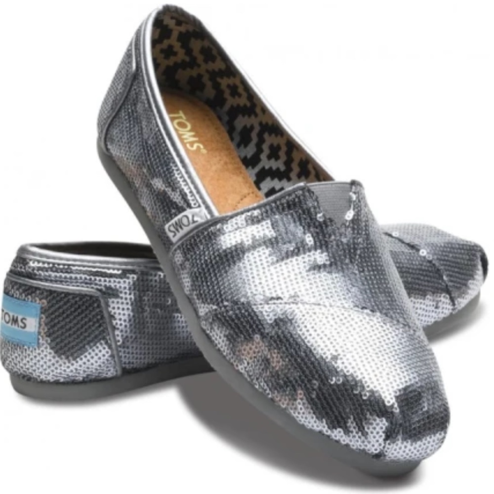 TOMS Silver Sequin Shoes